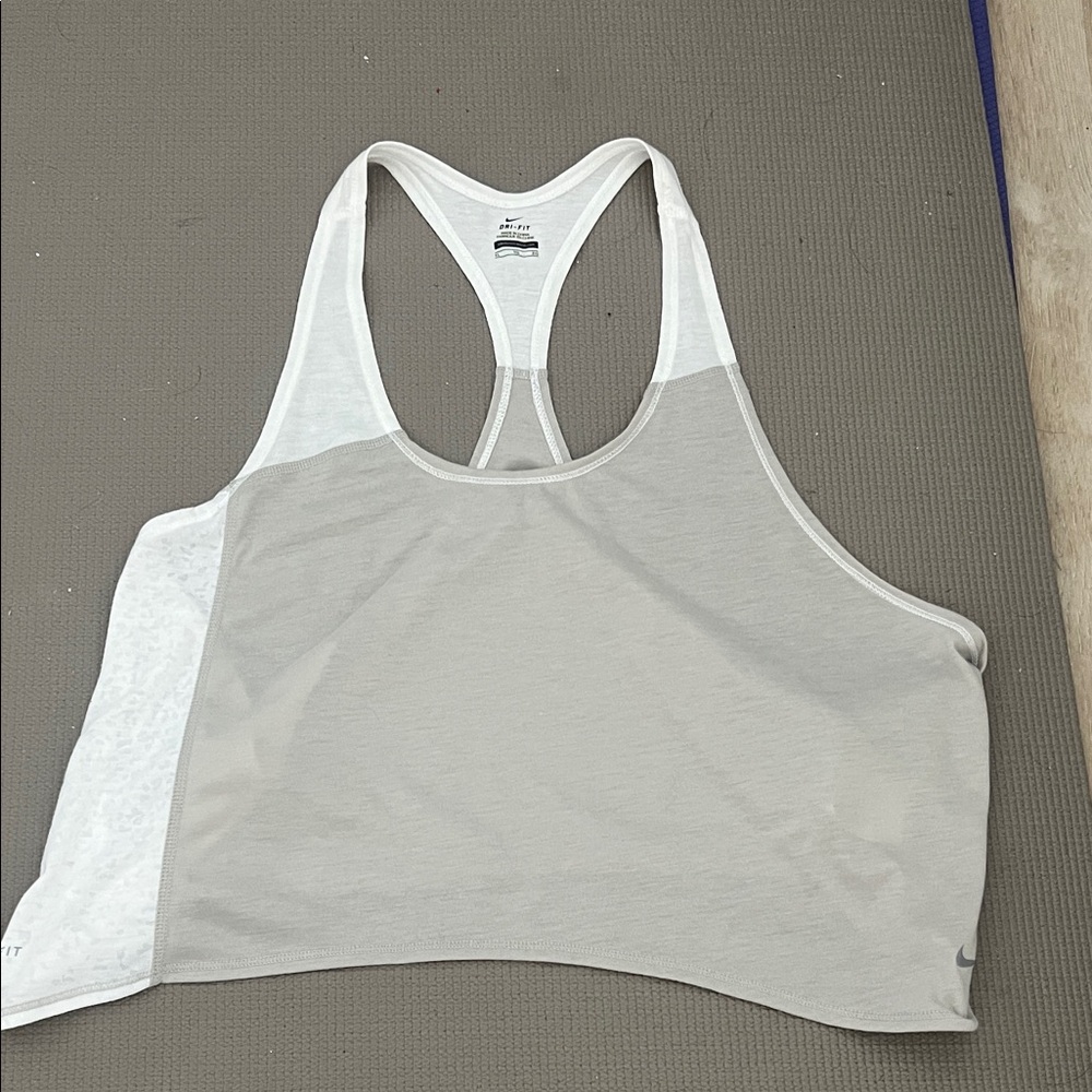 Nike Gray and White Dri-Fit Tank